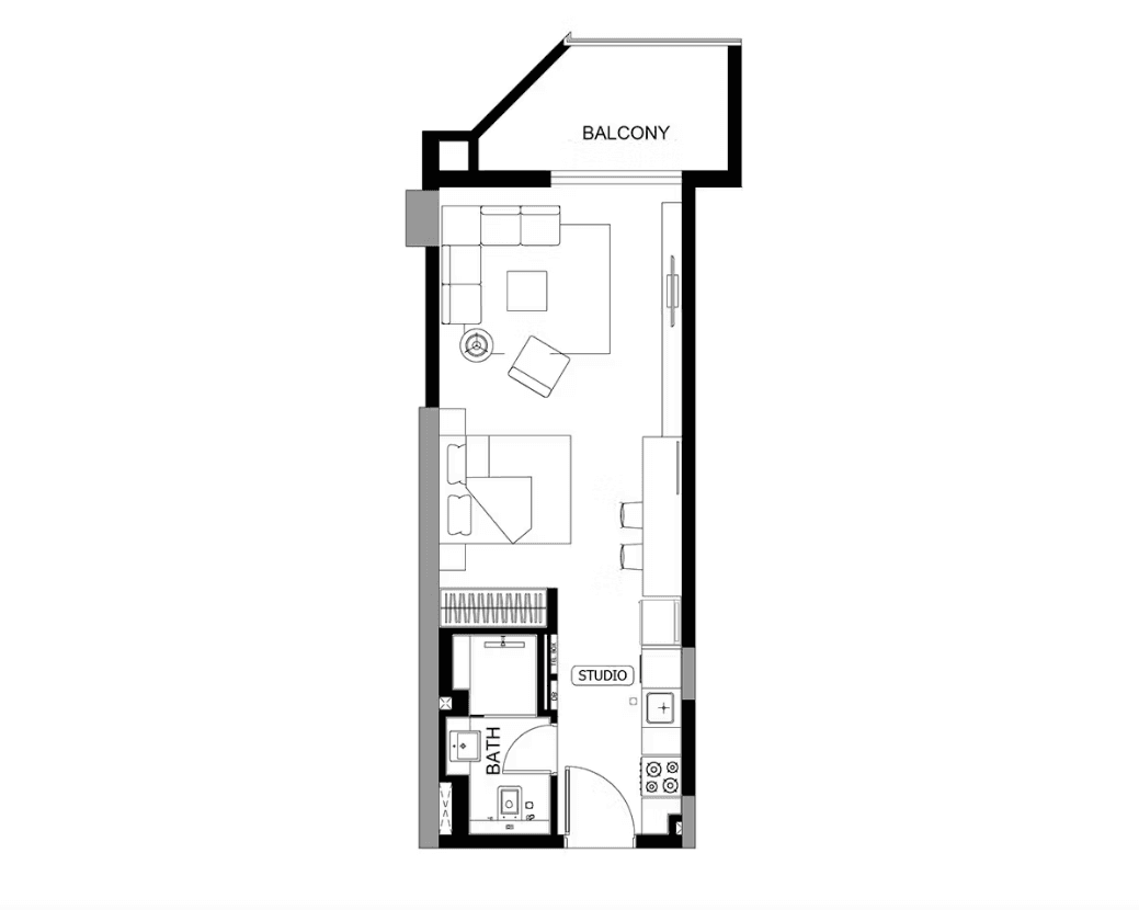 Studio Floor Plan - Binghatti Dusk