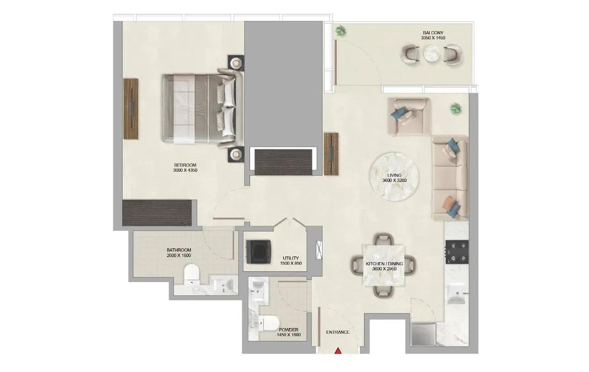1BR Floor Plan - Sobha SkyParks