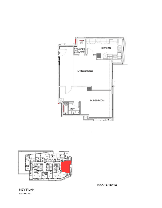 1BR Floor Plan - DAMAC Maison Canal Views