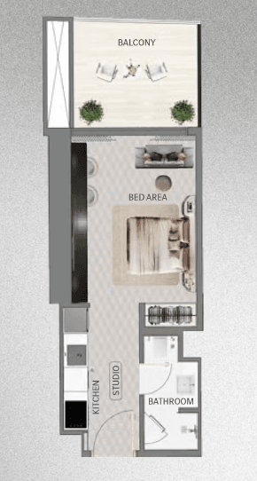 1BR Floor Plan - Mercedes-Benz Places | Binghatti City