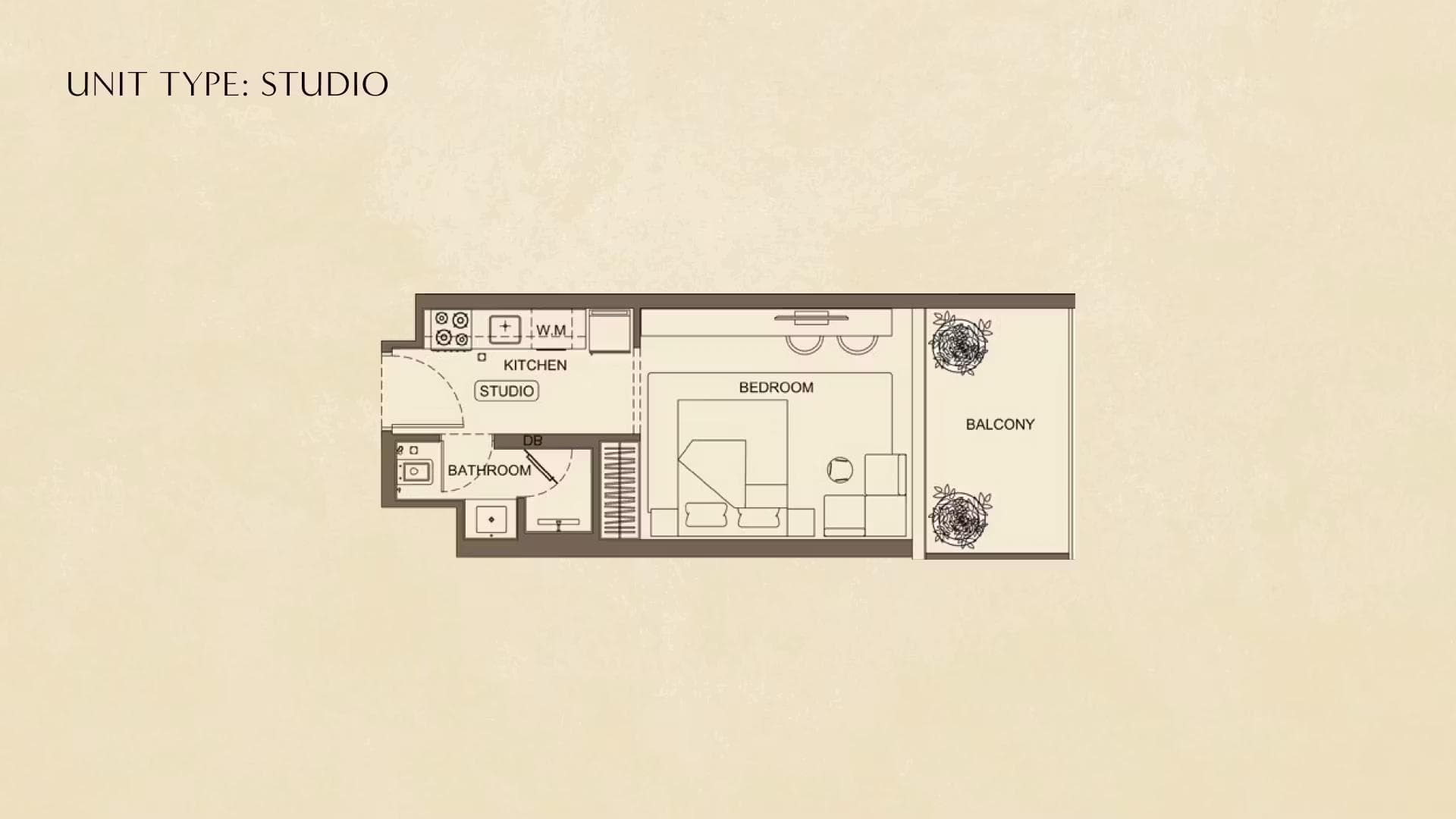 Studio Floor Plan - Binghatti Titania