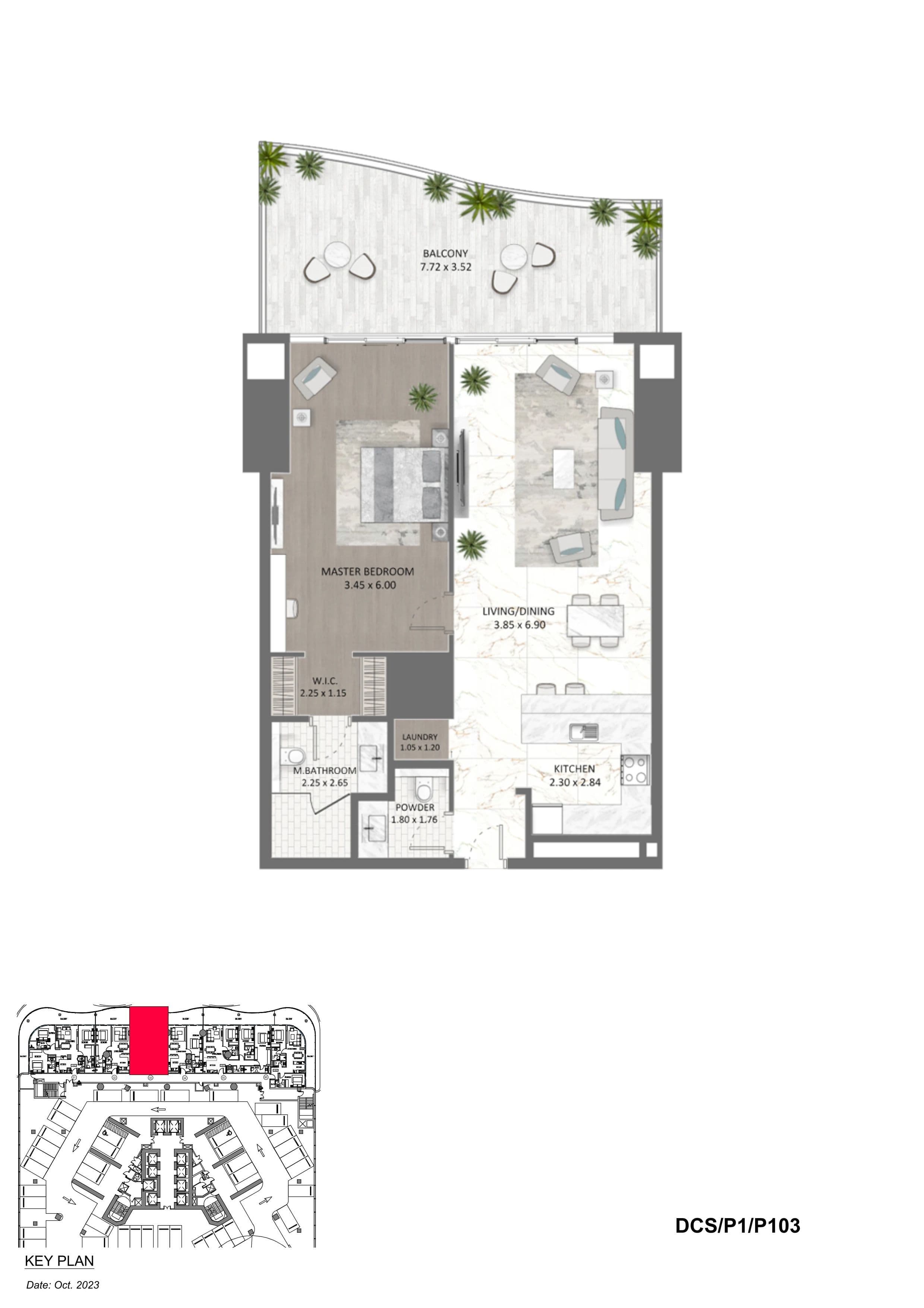 1BR Floor Plan - DAMAC Casa