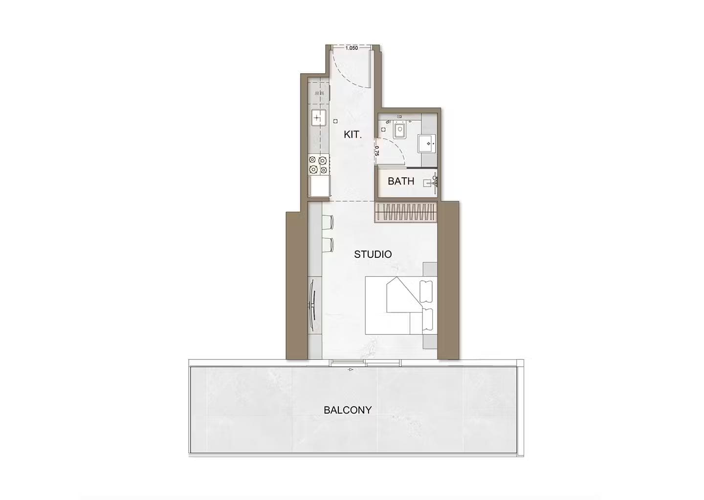 Studio Floor Plan - بن غاطي سكاي هول