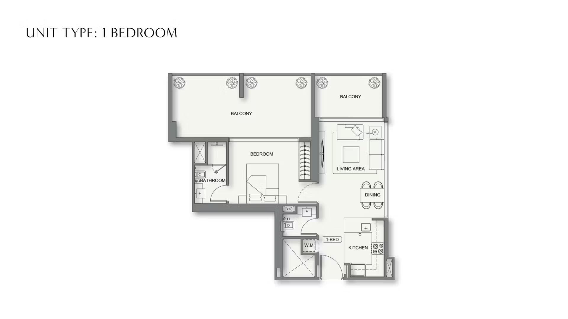 1BR Floor Plan - Binghatti Cullinan
