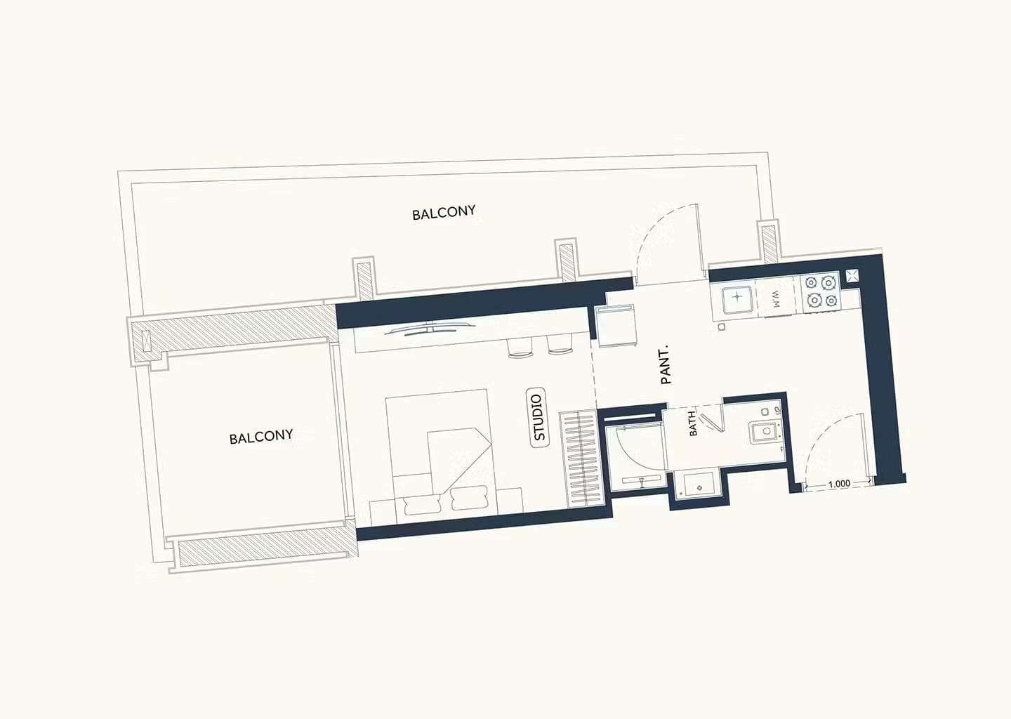 Studio Floor Plan - Binghatti Elite