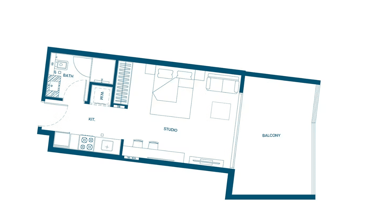 Studio Floor Plan - Binghatti Aurora