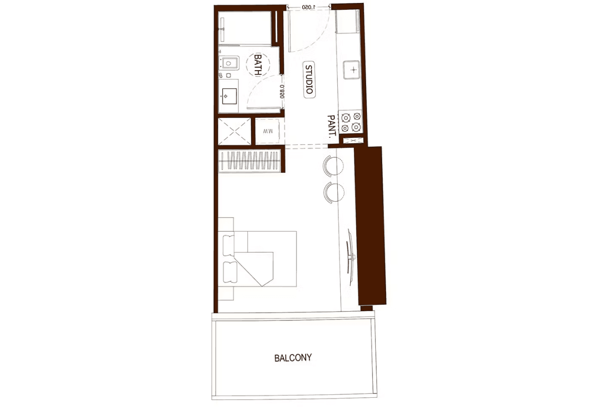 Studio Floor Plan - بن غاطي هيل فيوز