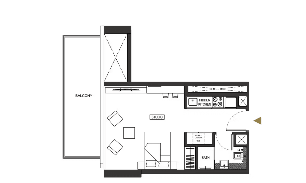 Studio Floor Plan - بن غاطي فينيكس
