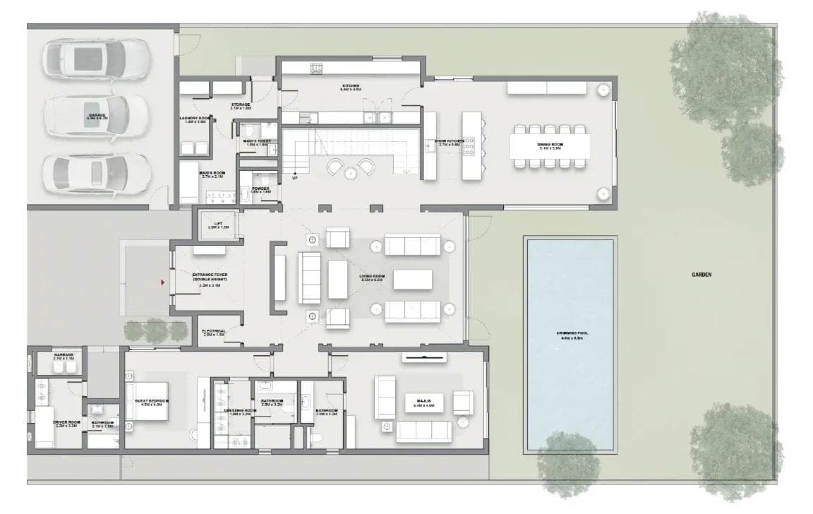 5BR Floor Plan - شوبا إستيتس