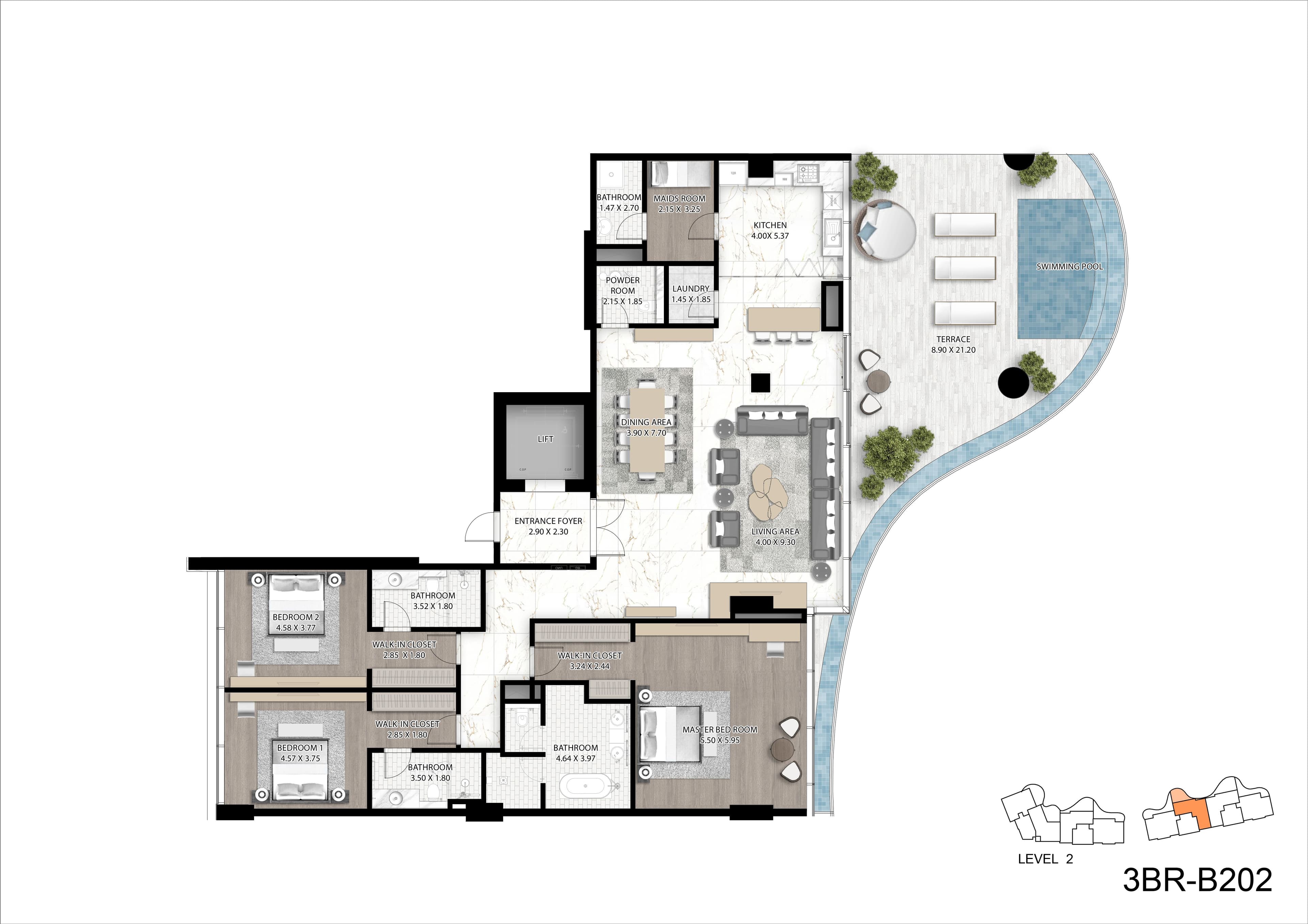 3BR Floor Plan - Couture by Cavalli