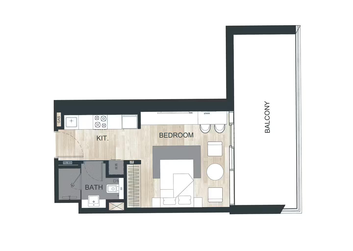 Studio Floor Plan - Binghatti Ghost