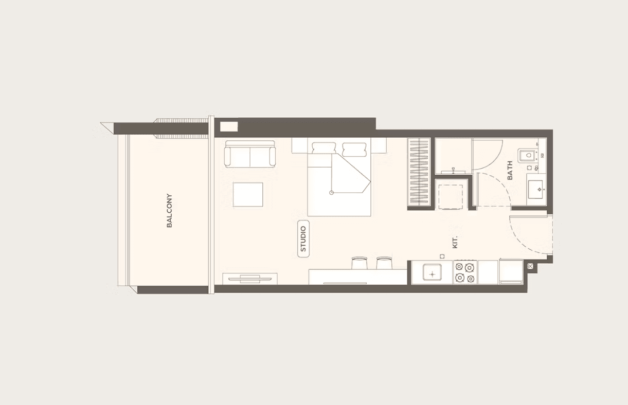 Studio Floor Plan - Binghatti Ivory