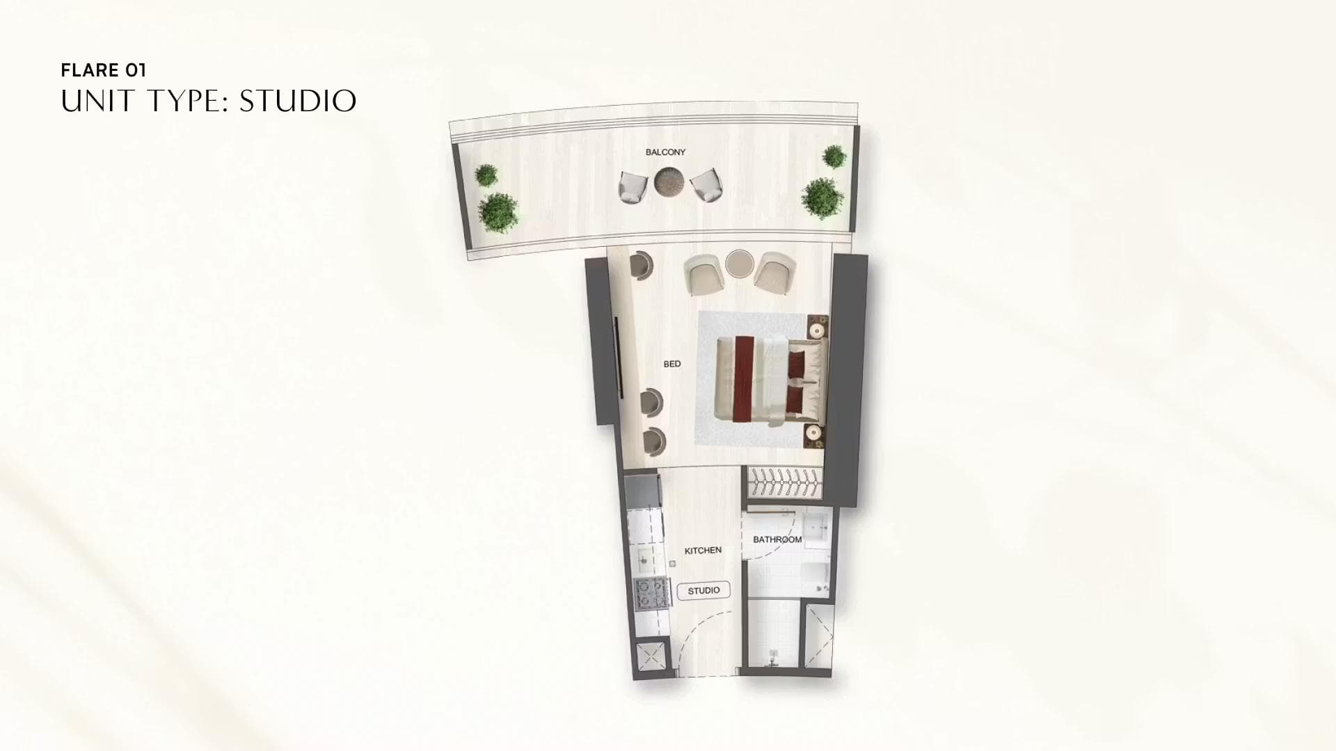Studio Floor Plan - Binghatti Flare