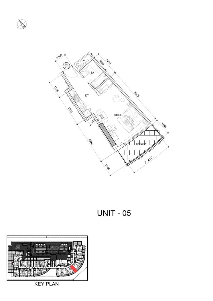 Studio Floor Plan - DAMAC Majestine